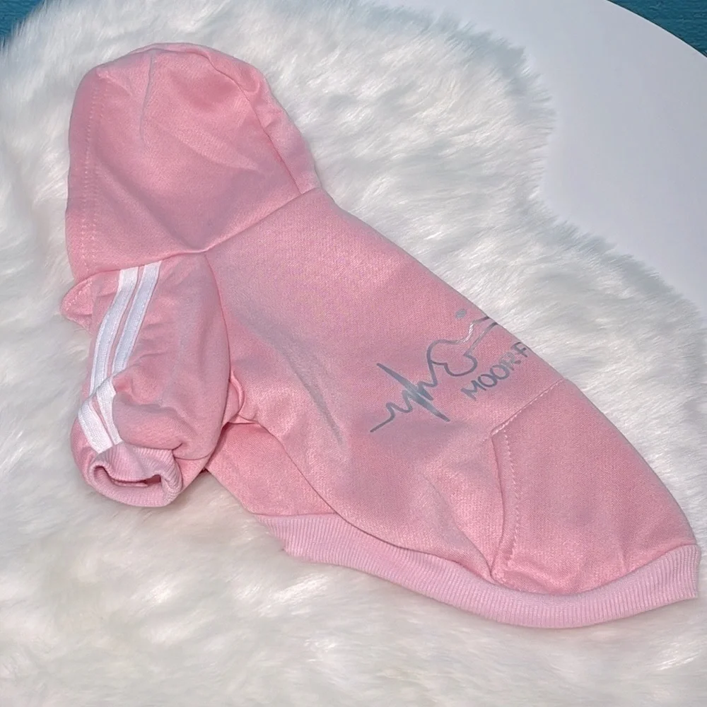 Pink Bone Heartbeat Pet Hoodie Small Dog Cat Pullover Sweatshirt with Pocket